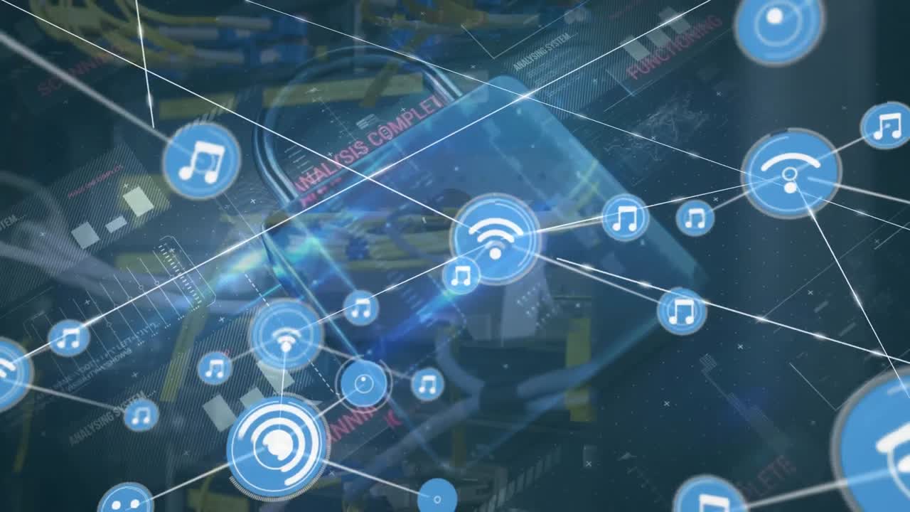 animacja sieci połączeń przez zamek i serwer