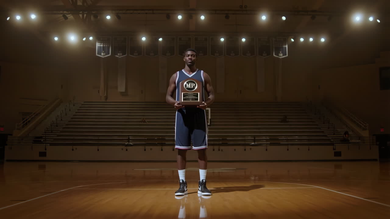 Basketball Player Holding Trophy