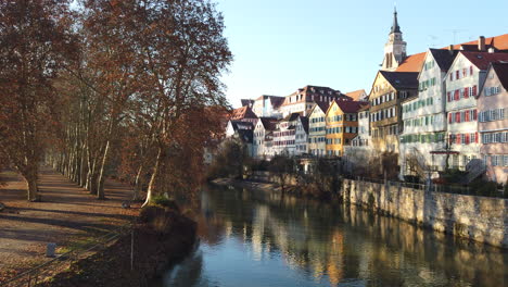 scenic view over river neckar in tübingen, an enchanting university town with historic charm in black forest in germany