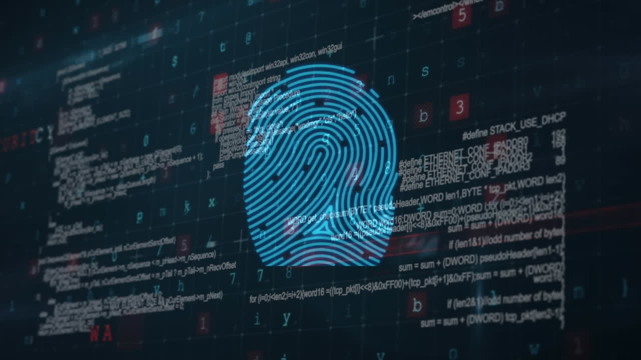 Animation of financial data processing over black background