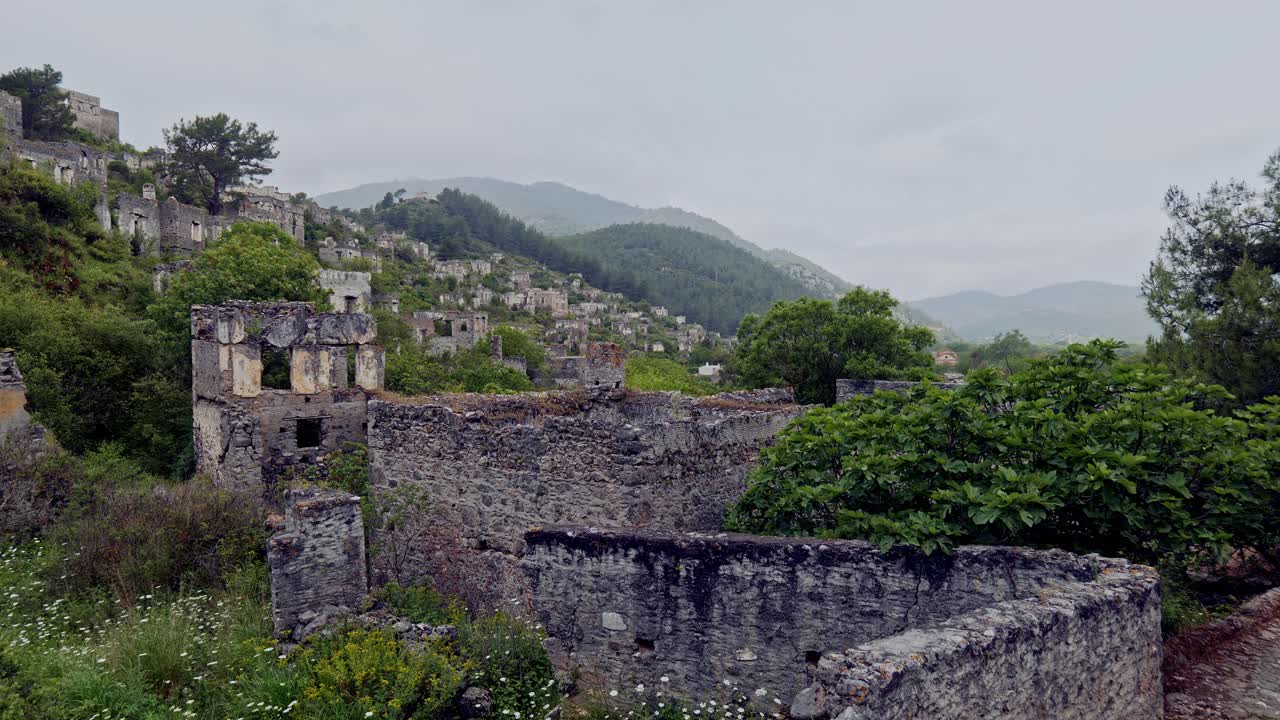 Ruins of abandoned Greek village of Kayakoy Turkey old roofless ghost town