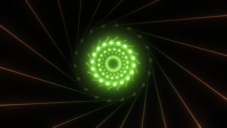 Fondo-Animado-De-Bucle-Vj-De-Haz-Láser-De-Túnel-Espiral-De-Círculo-Verde-Para-Imágenes-De-4k