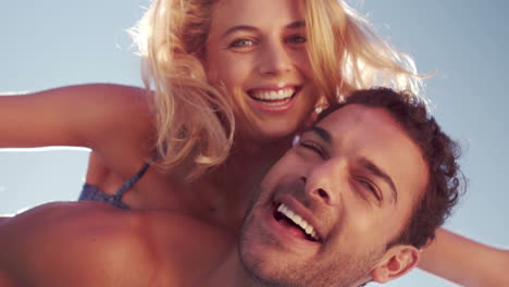 attractive couple having fun on vacation