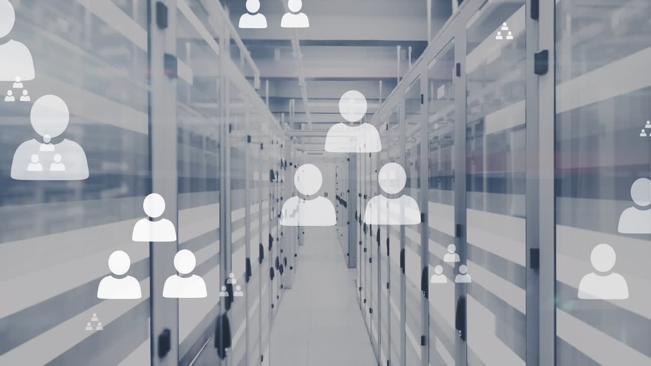 プロフィールアイコンのアニメーションはバックグラウンドでサーバールームの動くバーの上にあります