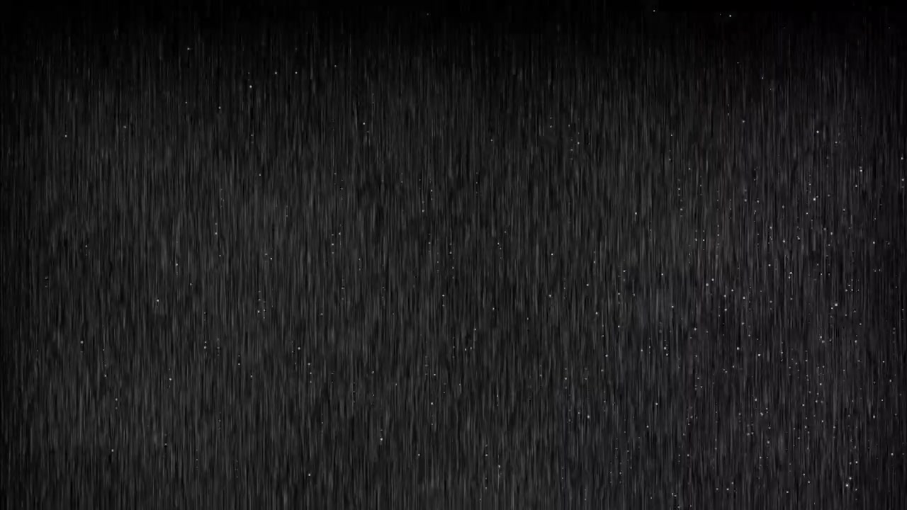 Stemningsfuld animation af regn, der falder om natten med mørke toner og diskret belysning. Ideel til filmiske scener, stemningsfulde baggrunde, vejrvideomateriale, historiefortælling og dramatiske videoeffekter.