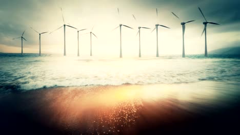 wide angle view of a wind farm