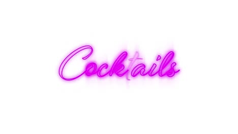 cocktails in pink neon on white