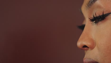 Close-up of a woman&#039;s eye with makeup