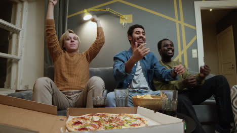 meeting of male friends in an apartment