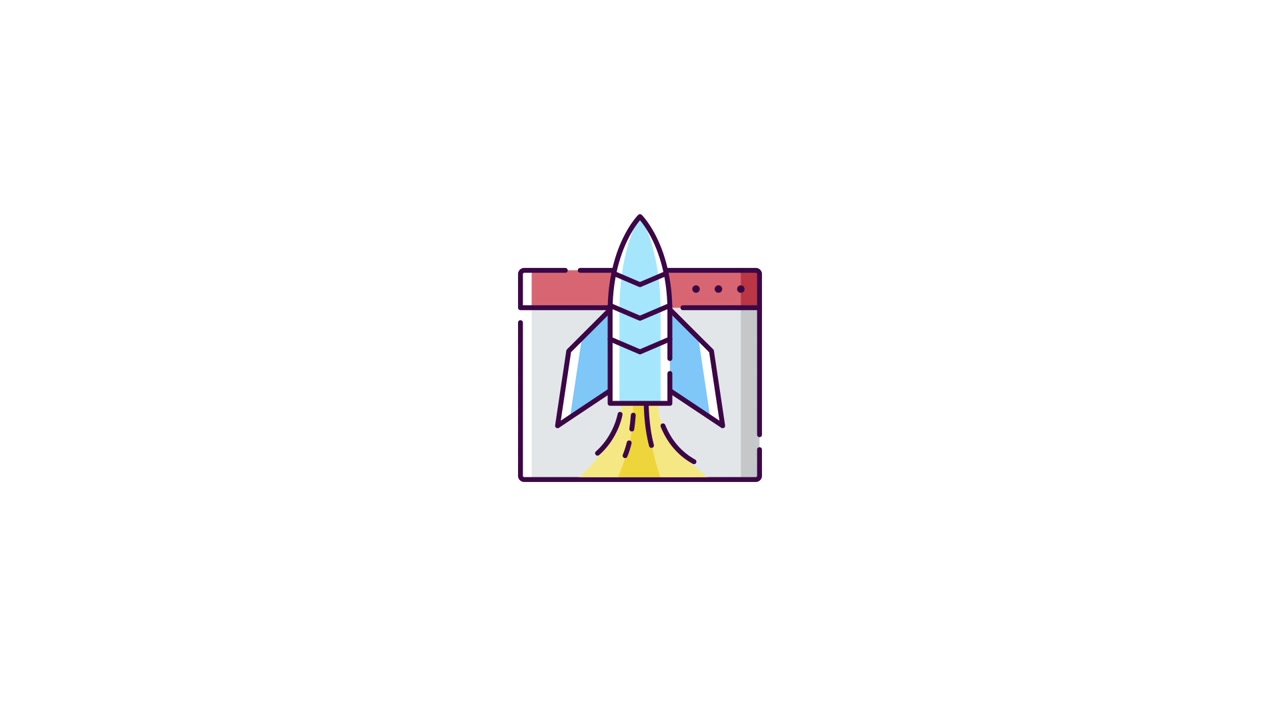 Animated Rocket Launching from a Browser Window Icon