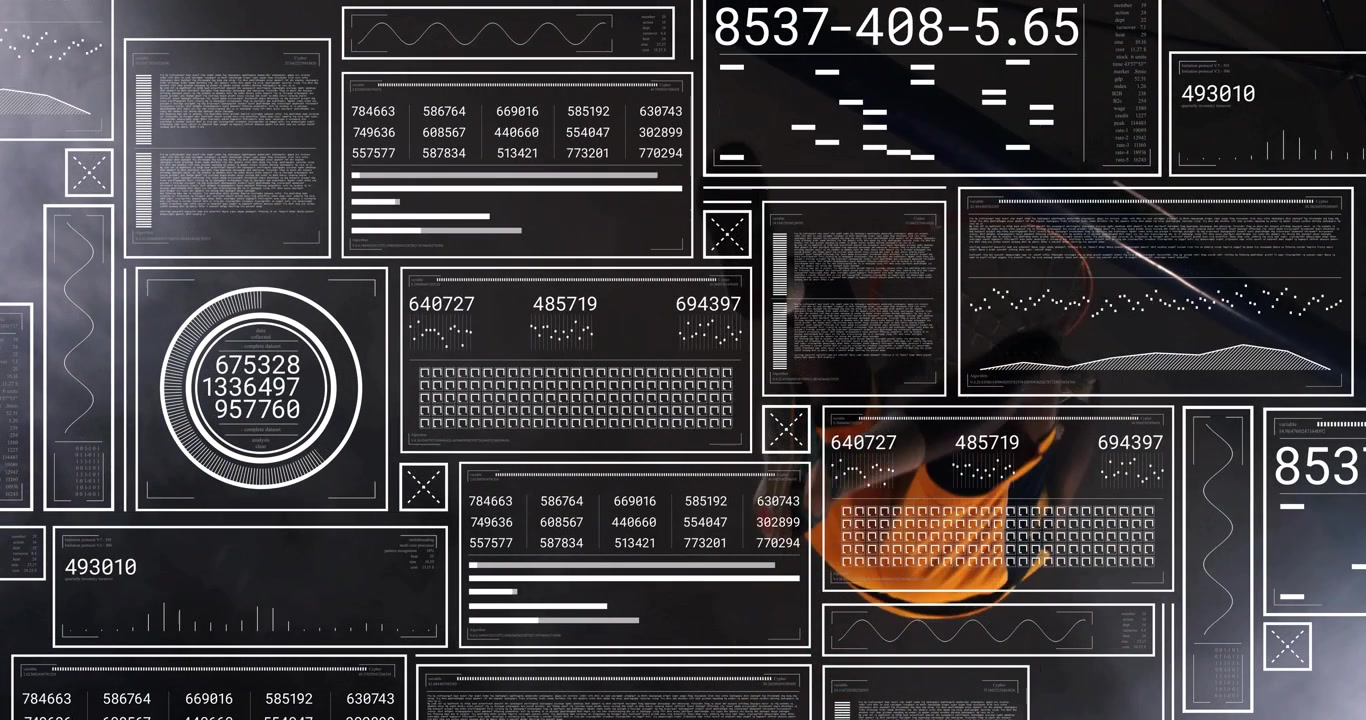 Operator stepping behind tech control grid as panels activating, gauges spinning, charts collapsing