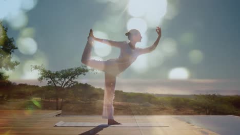 Frau-Macht-Yoga-Im-Freien