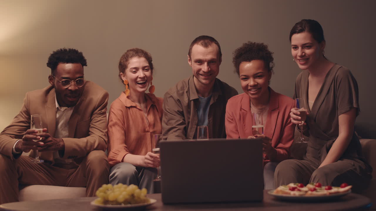 Friends Celebrating Together by Video Call