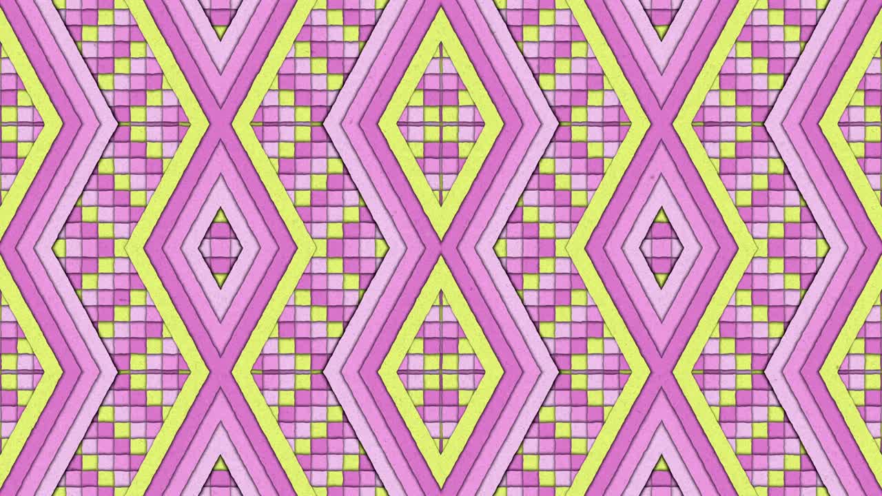 Sfondo in loop continuo colorato con forme caleidoscopiche, strisce e quadrati
