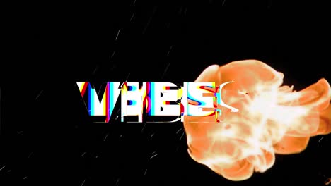 animación de vibraciones de texto sobre formas sobre fondo negro