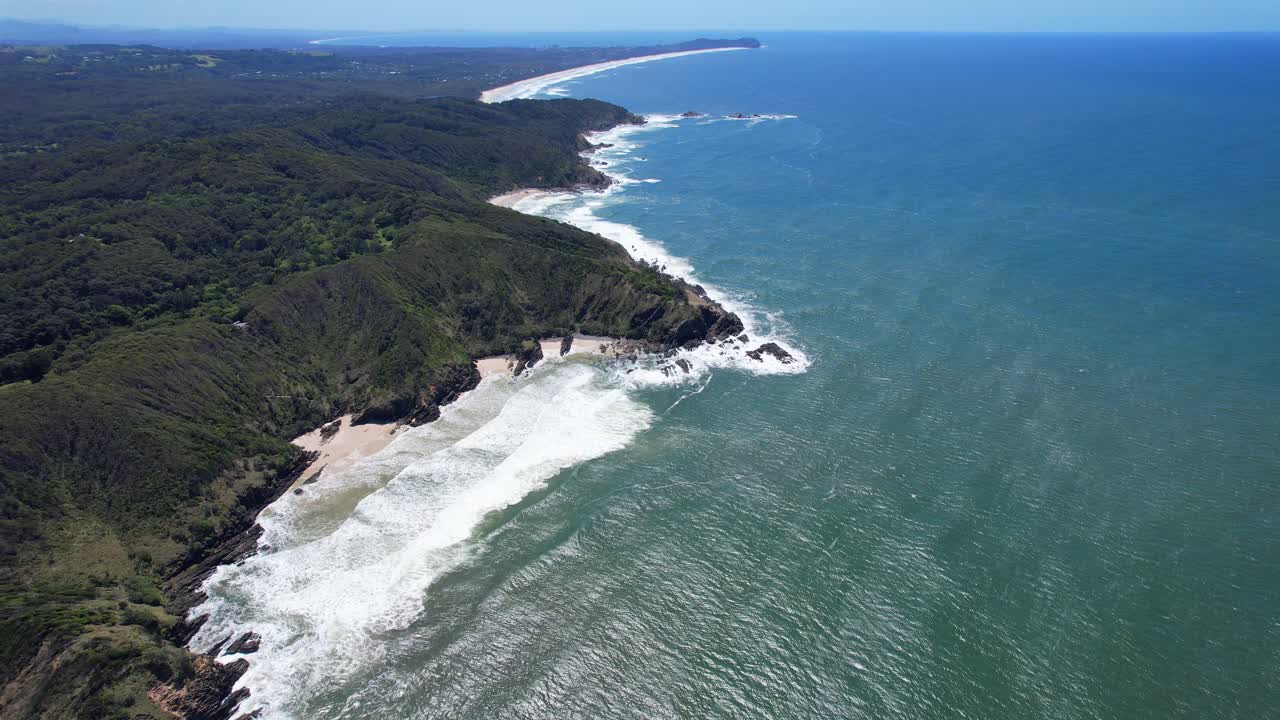 Aerial View Over Brays And Whites Beach, Byron Bay, New South Wales, Australia - Drone Shot