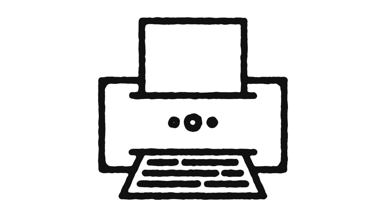Printer Icon Animation Footage & Alpha Channel