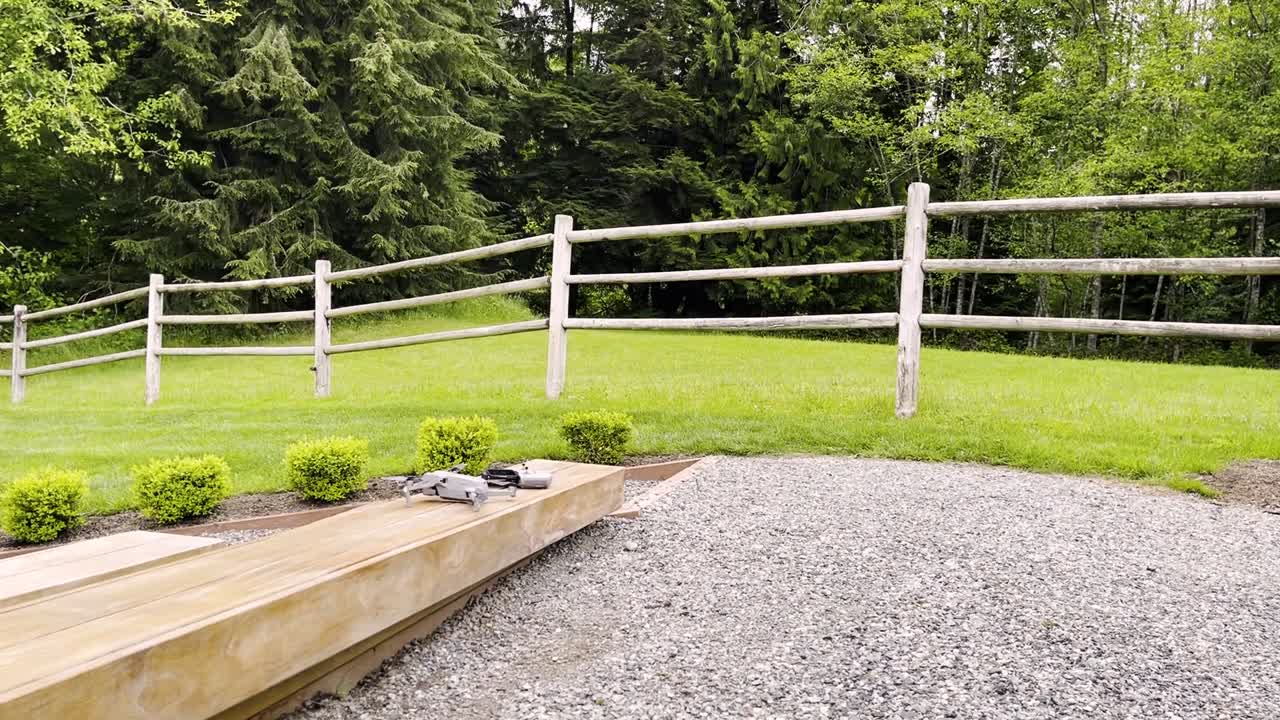 dron estacionado en una granja