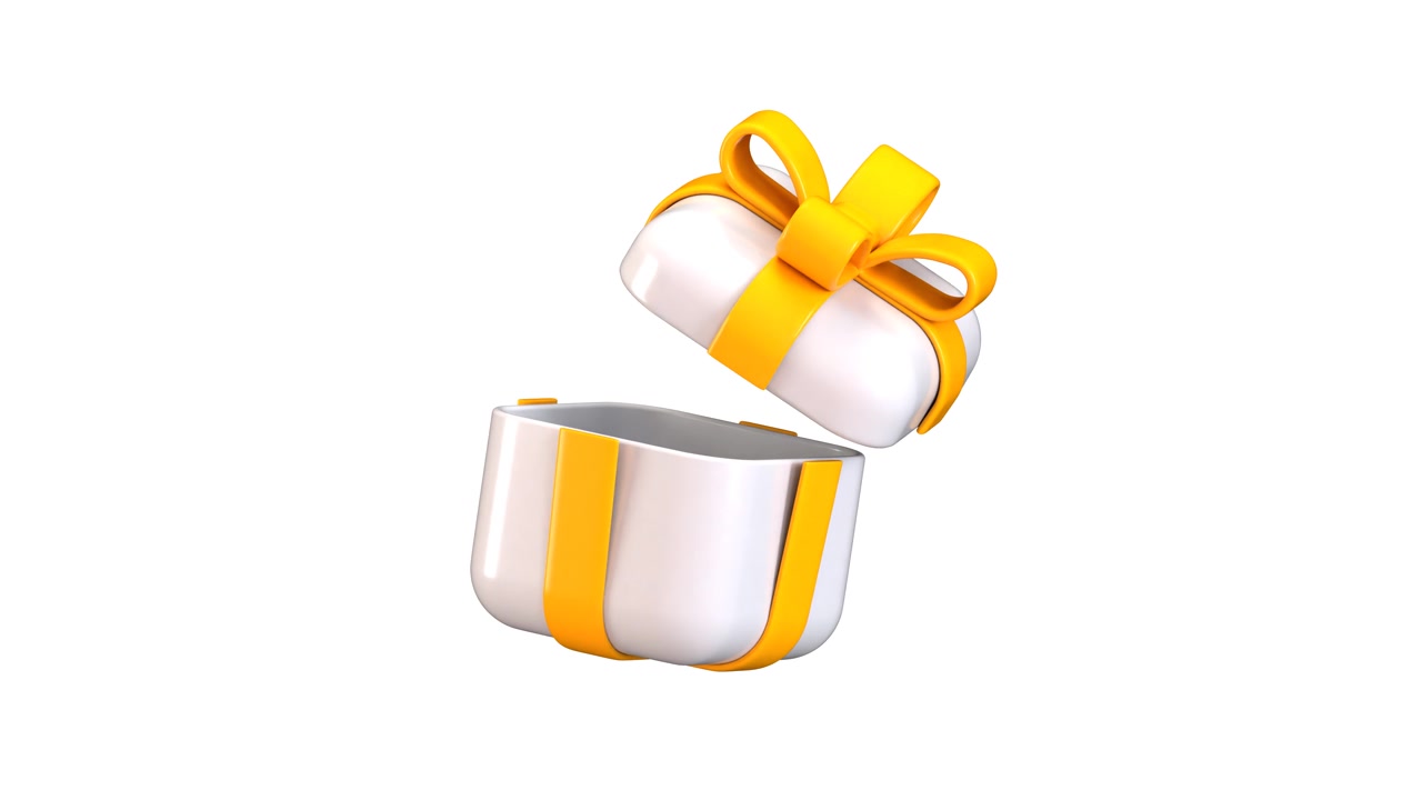3D Animation of a White Gift Box Opening and Closing