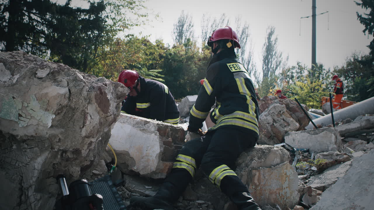 Firefighters at a Disaster Scene