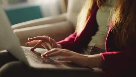 surprised woman using laptop