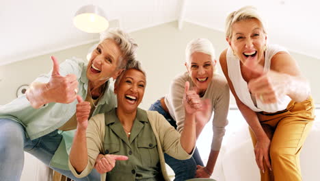 Senior-women,-smile-and-fun-hand-sign-of-elderly