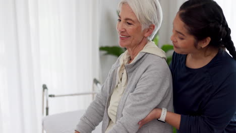 Woman,-nurse-and-dumbbell-with-senior-patient