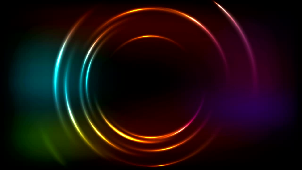 brillantes brillantes anillos de neón de colores animación de video