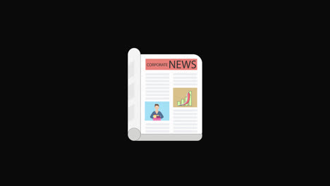 Newspaper-icon-motion-graphics-animation-with-alpha-channel,-transparent-background,-ProRes-444