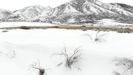 Slow hide of snow covered mountains