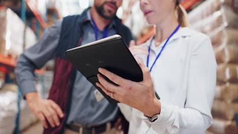 warehouse inventory check with tablet