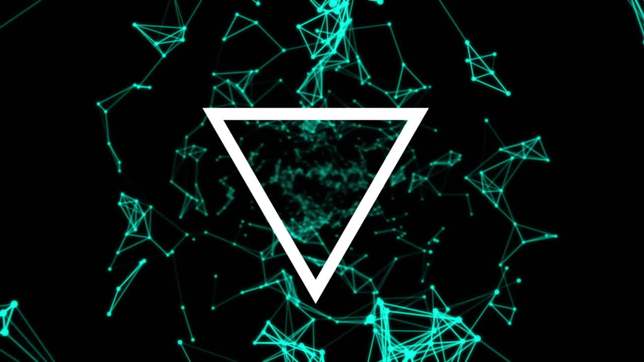 animación de la forma cambiante de la línea blanca sobre puntos conectados de color azul neón sobre fondo negro