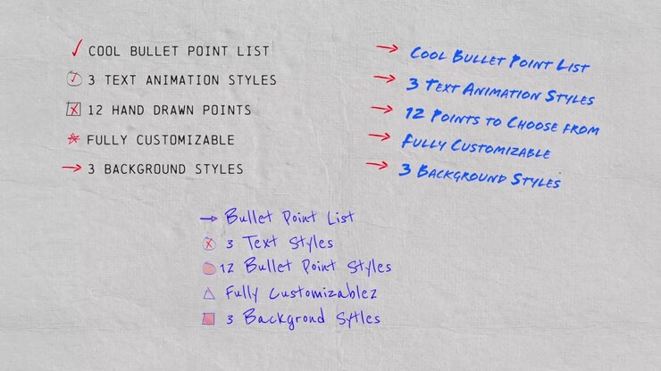 Animated Hand-Drawn Bullet Point Lists with Customizable Styles