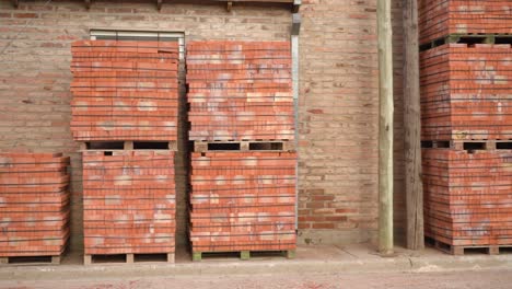 palets de ladrillos naranjas para la construcción.
