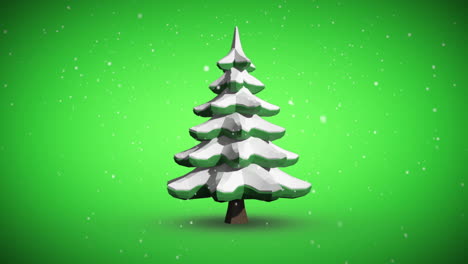 Snow-falling-on-revolving-fir-tree