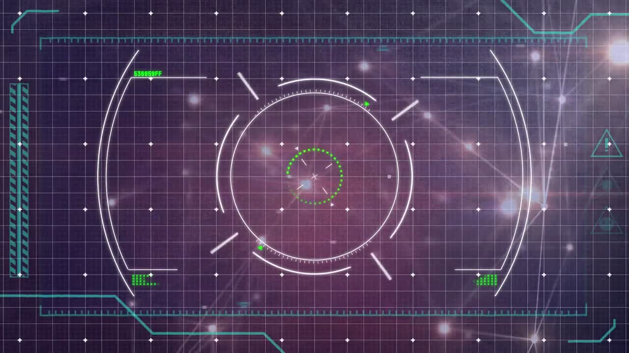 검은 바탕에 빛나는 연결 네트워크에 대한 범위 스캐닝의 디지털 애니메이션