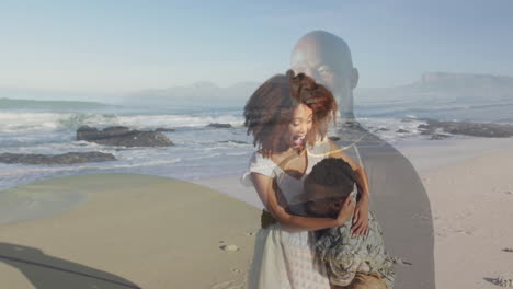 embracing joyfully, father and daughter enjoying time together on beach