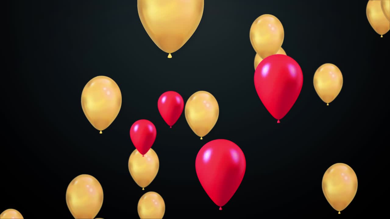 animación de globos dorados volando en movimiento en bucle sin costuras fondo canal alfa