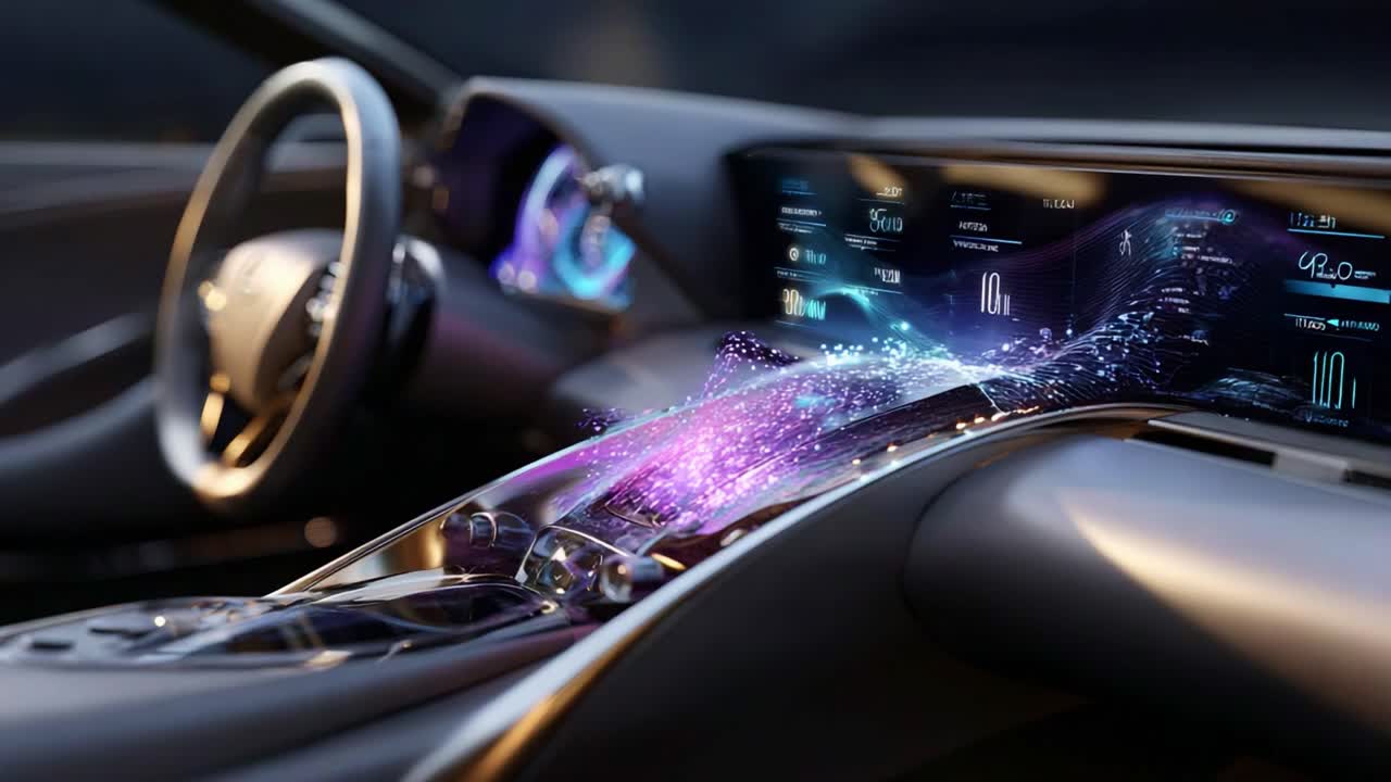 Exploring Advanced Automotive Technology: A Close-Up Look at a Futuristic Car Interior Featuring Innovative Display Design and Interactive Interface Elements