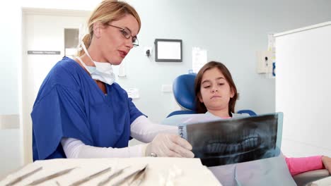 Dentist-showing-x-ray-to-little-girl