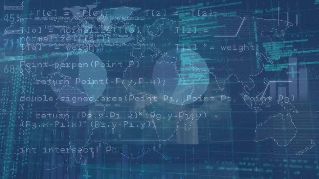 Animation of world map over data processing