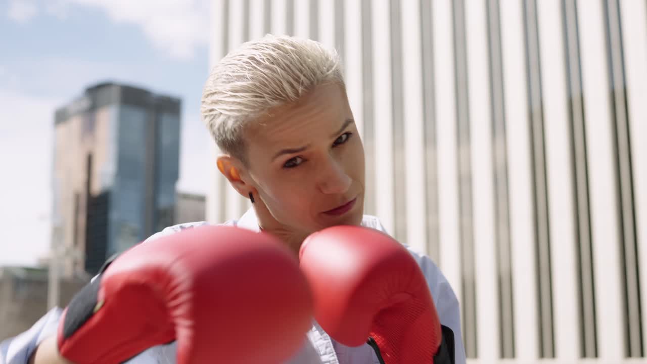 Businesswoman in Boxing Gloves