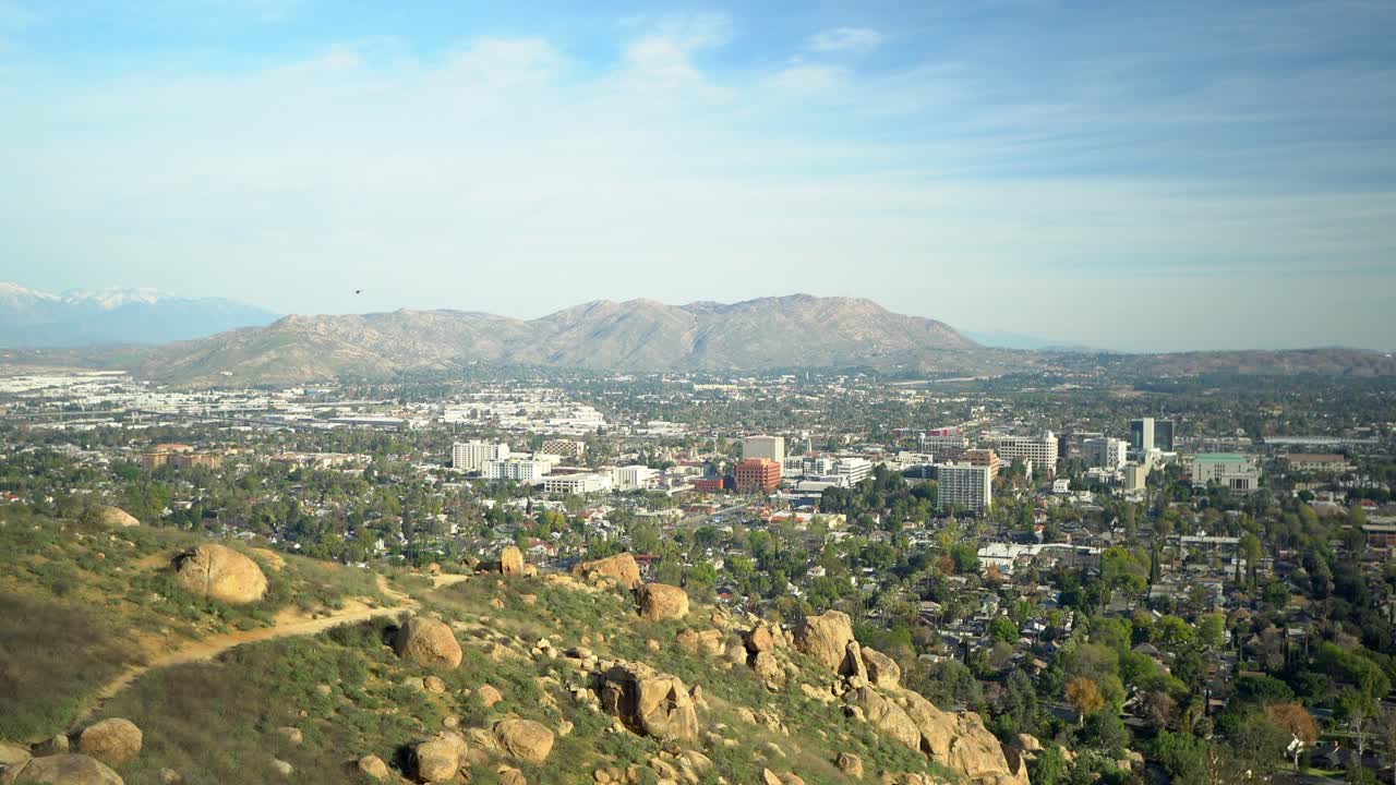 Aerial View of a City in a Mountainous Area