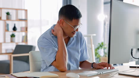 Businessman,-computer-and-neck-pain-from-stress