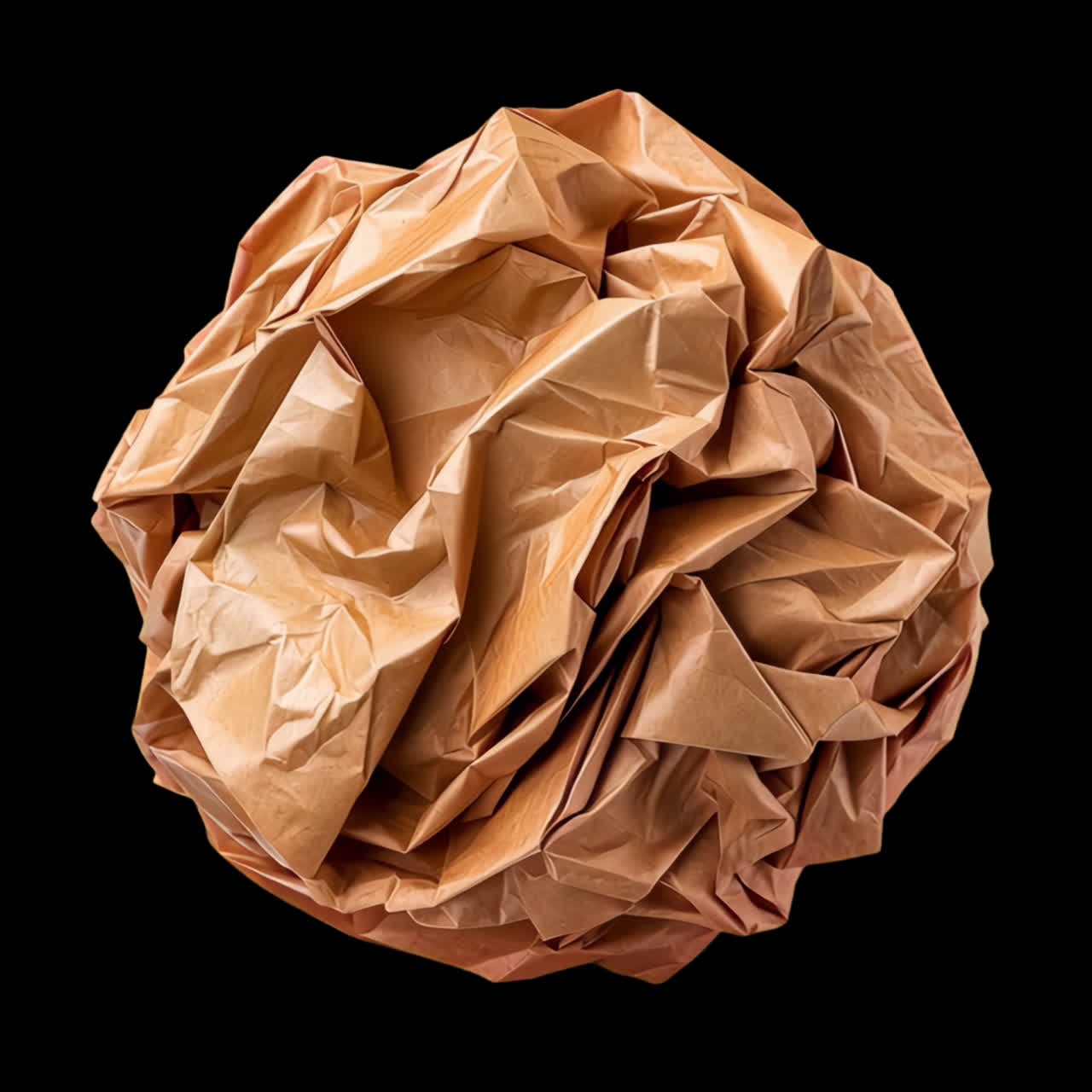 Crunched paper ball animation isolated asset, transparent 4K video, alpha channel, ProRes 4444