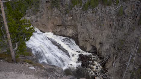 View-of-Gibbon-Falls,-Yellowstone-SLOW-MOTION