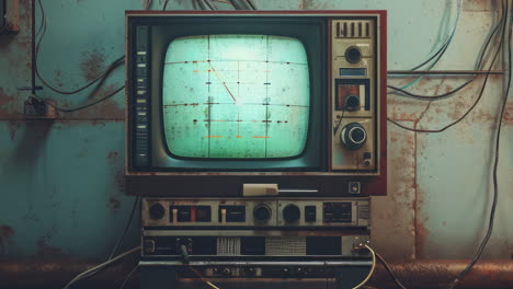 ai retro television sets with overlayed film glitch textures