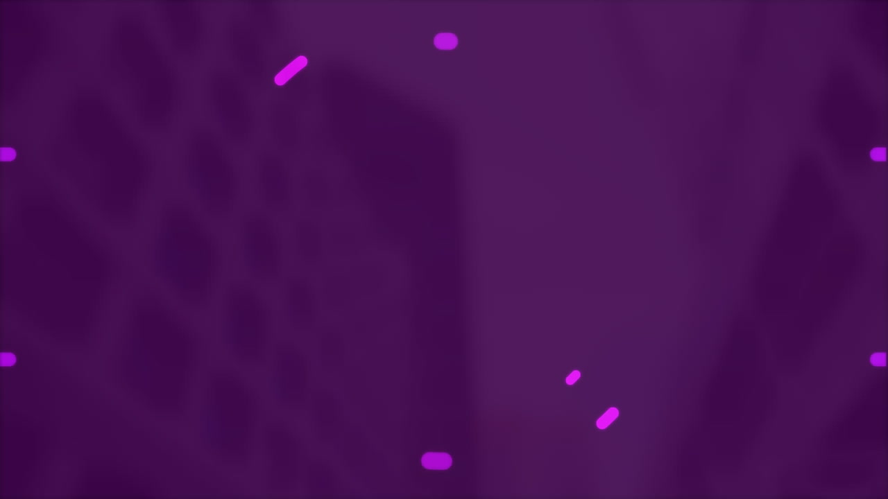 animación de círculo giratorio y líneas púrpuras sobre el distrito financiero de la ciudad borrosa