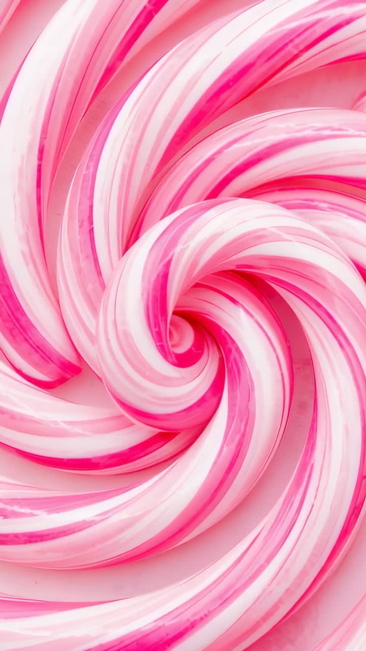 Video verticale: la camera ruota e zooma in studio con un primo piano, rivelando un vortice rosa e bianco