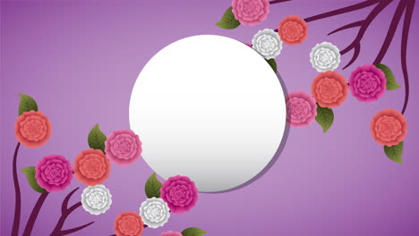 marco circular con un hermoso jardín de rosas
